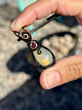 Load image into Gallery viewer, Labradorite with amethyst gem accent wire wrapped pendant necklace