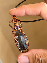 Load image into Gallery viewer, Reserved for Jennifer m Super 7 with Gemstone Inclusions Wire Wrapped Pendent Necklaces