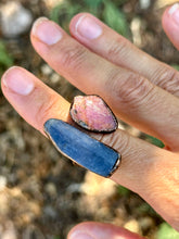 Load image into Gallery viewer, Reserved for Hannah s Ruby + Blue Kyanite Electroformed Adjustable ring