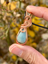 Load image into Gallery viewer, Reserved for amy j Aquamarine mini Wire wrapped pendant