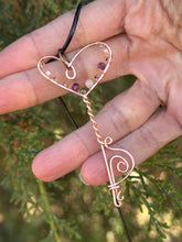 Load image into Gallery viewer, Rhodochrosite, Rose quartz, Ruby Wire Wrapped Heart Key Pendant