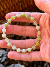 Load image into Gallery viewer, Serpentine gemstone stretchy bracelet 6.75-7” size