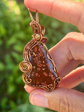 Load image into Gallery viewer, Artisan cab (positive rock) red river jasper with citrine + garnet gem accents wire wrapped pendant necklace