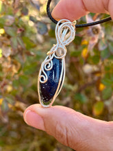 Load image into Gallery viewer, Leland obsidian with labradorite gem accents wire wrapped pendant necklace