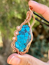 Load image into Gallery viewer, Reserved for kayliegh n Tibetan Turquoise with pink Opal Gem Inclusions Wire Wrapped Pendent Necklace