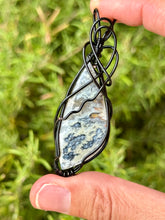 Load image into Gallery viewer, Dendritic Tiger’s agate wire wrapped pendant necklace