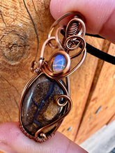 Load image into Gallery viewer, Reserved for Cassandra h Australian BoulderOpal with Ethiopian Opal gem inclusions Wire Wrapped Pendent Necklace