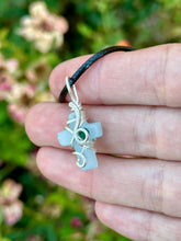 Load image into Gallery viewer, Reserved for Kristin z Aquamarine with Malachite inclusion Wire wrapped pendent necklace