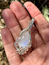 Load image into Gallery viewer, Reserved for Cassidy g Moonstone with Ruby Inclusion Wire Wrapped Pendent Necklace