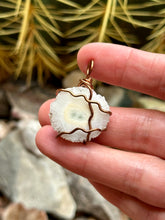 Load image into Gallery viewer, Solar quartz slice wire wrapped pendant necklace