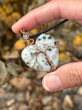 Load image into Gallery viewer, Reserved for ashley k Kiwi jasper with aquamarine tree of life Wire wrapped pendant