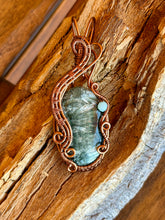 Load image into Gallery viewer, Seraphinite with green aventurine gem accent wire wrapped pendant necklace