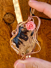 Load image into Gallery viewer, Reserved for Jami b DESIGNER CAB Turkish stick agate wire wrapped pendant