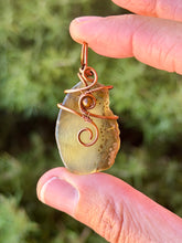 Load image into Gallery viewer, Golden brown agate slice with tiger eye gem accent wire wrapped pendant necklace