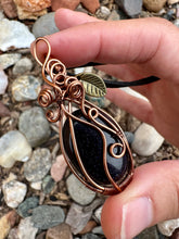 Load image into Gallery viewer, Reserved for krista m Blue Goldstone Wire Wrapped Pumpkin Pendent