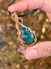 Load image into Gallery viewer, Reserved for crystal l Blue apatite Wire wrapped pendant