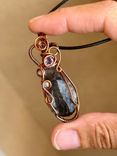 Load image into Gallery viewer, Reserved for Jennifer m Super 7 with Gemstone Inclusions Wire Wrapped Pendent Necklaces