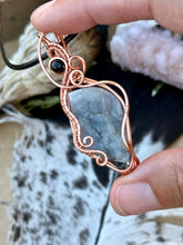 Load image into Gallery viewer, RESERVED • Nahara’s Veil •Desert Druzy Chalcedony with onyx gem inclusions wire wrapped pendant talisman necklace