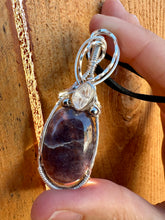 Load image into Gallery viewer, Reserved for Rachel Iolite + Herkimer diamond Wire Wrapped Pendent