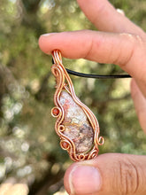 Load image into Gallery viewer, Reserved for Ann c Crazy Lace Agate with gem inclusions Wire Wrapped Pendent Necklace