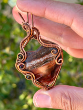 Load image into Gallery viewer, Artisan stone (positive rocks) red river jasper with tiger eye + garnet gem accent wire wrapped pendant necklace