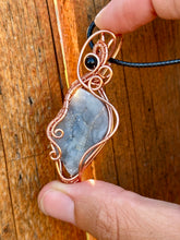 Load image into Gallery viewer, RESERVED • Nahara’s Veil •Desert Druzy Chalcedony with onyx gem inclusions wire wrapped pendant talisman necklace