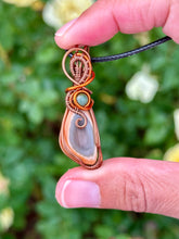 Load image into Gallery viewer, ARTISAN STONE Imperial Jasper with Indian agate gem accent wire wrapped pendant necklace