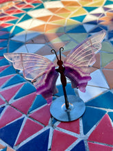Load image into Gallery viewer, Reserved for Kathy m Rainbow Fluorite Butterfly on stand (discounted due to chip)