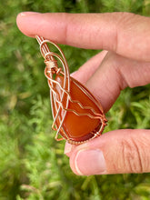 Load image into Gallery viewer, Carnelian wire wrapped pendant necklace