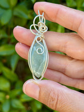 Load image into Gallery viewer, Aquamarine with peach moonstone gem accents wire wrapped pendant necklace