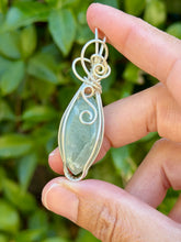 Load image into Gallery viewer, Aquamarine with peach moonstone gem accents wire wrapped pendant necklace