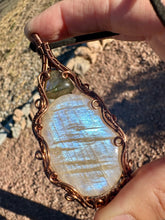 Load image into Gallery viewer, Reserved for Nina b Labradorite + Moonstone Wire Wrapped Pendent Necklace