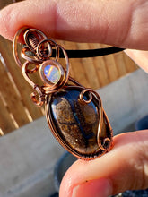 Load image into Gallery viewer, Reserved for Cassandra h Australian BoulderOpal with Ethiopian Opal gem inclusions Wire Wrapped Pendent Necklace
