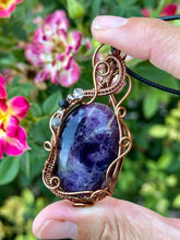 Load image into Gallery viewer, Reserved for Taylee r Blue John fluorite with gem Inclusion Wire Wrapped Pendent Necklace