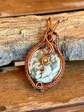 Load image into Gallery viewer, Peace jade with peridot gem accent wire wrapped pendant necklace
