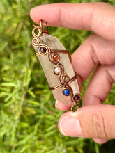 Load image into Gallery viewer, Smoky citrine with chakra gem accents wire wrapped pendant necklace