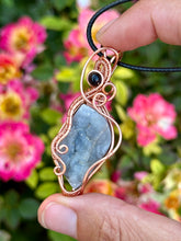 Load image into Gallery viewer, RESERVED • Nahara’s Veil •Desert Druzy Chalcedony with onyx gem inclusions wire wrapped pendant talisman necklace