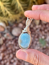 Load image into Gallery viewer, Larimar mini wire wrapped pendant necklace