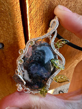 Load image into Gallery viewer, Reserved for Ashlee b Moss Agate with Peridot Gem Inclusion Wire Wrapped Pendent Necklace