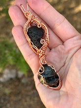 Load image into Gallery viewer, Elite shungite + Agni magnesite double decker wire wrapped pendant necklace