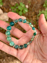 Load image into Gallery viewer, Dyed teal/green Dragon vein agate 18” necklace + 7” bracelet SET