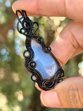 Load image into Gallery viewer, Chocolate Moonstone with Labradorite + Obsidian Gem Accents wire wrapped pendant necklace