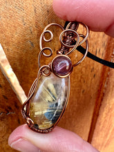 Load image into Gallery viewer, Reserved for jazmin Golden Rutile quartz with Super 7 Inclusions Wire Wrapped Pendent necklace