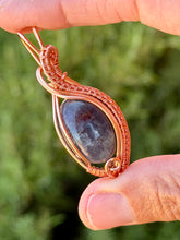 Load image into Gallery viewer, Iolite wire wrapped pendant necklace