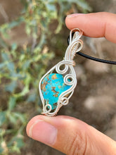 Load image into Gallery viewer, Reserved for Cheri F Kingman Turquoise Wire Wrapped Pendent Necklace