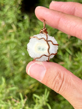 Load image into Gallery viewer, Solar quartz slice wire wrapped pendant necklace