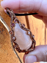 Load image into Gallery viewer, Reserved for Michelle b Peach Moonstone with Gem inclusions Wire Wrapped Pendent Necklace