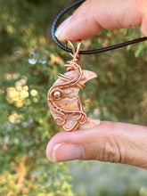 Load image into Gallery viewer, Rosetta Jasper moon with hematite gem accents wire wrapped pendant necklace