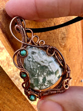 Load image into Gallery viewer, Reserved for Jenny c Green Variscite with Turquoise Gem Inclusions Wire Wrapped Pendent Necklace