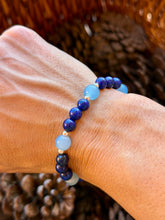Load image into Gallery viewer, Lapis lazuli gemstone stretchy bracelet size 6.75”-7” l